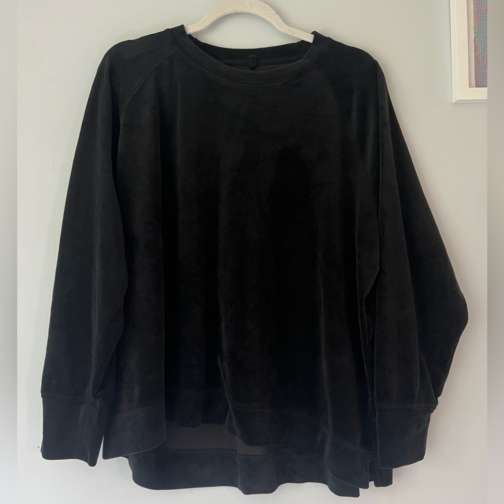 LOFT Black Velvet Crewneck Sweater